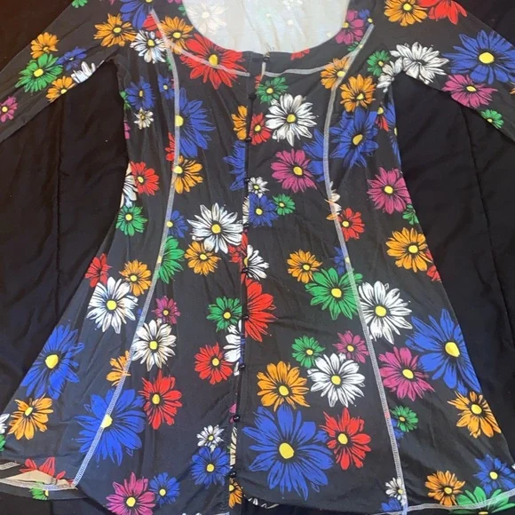 Black long sleeve Dolls kill Delia’s flower power women’s dress with buttons - Picture 2 of 5